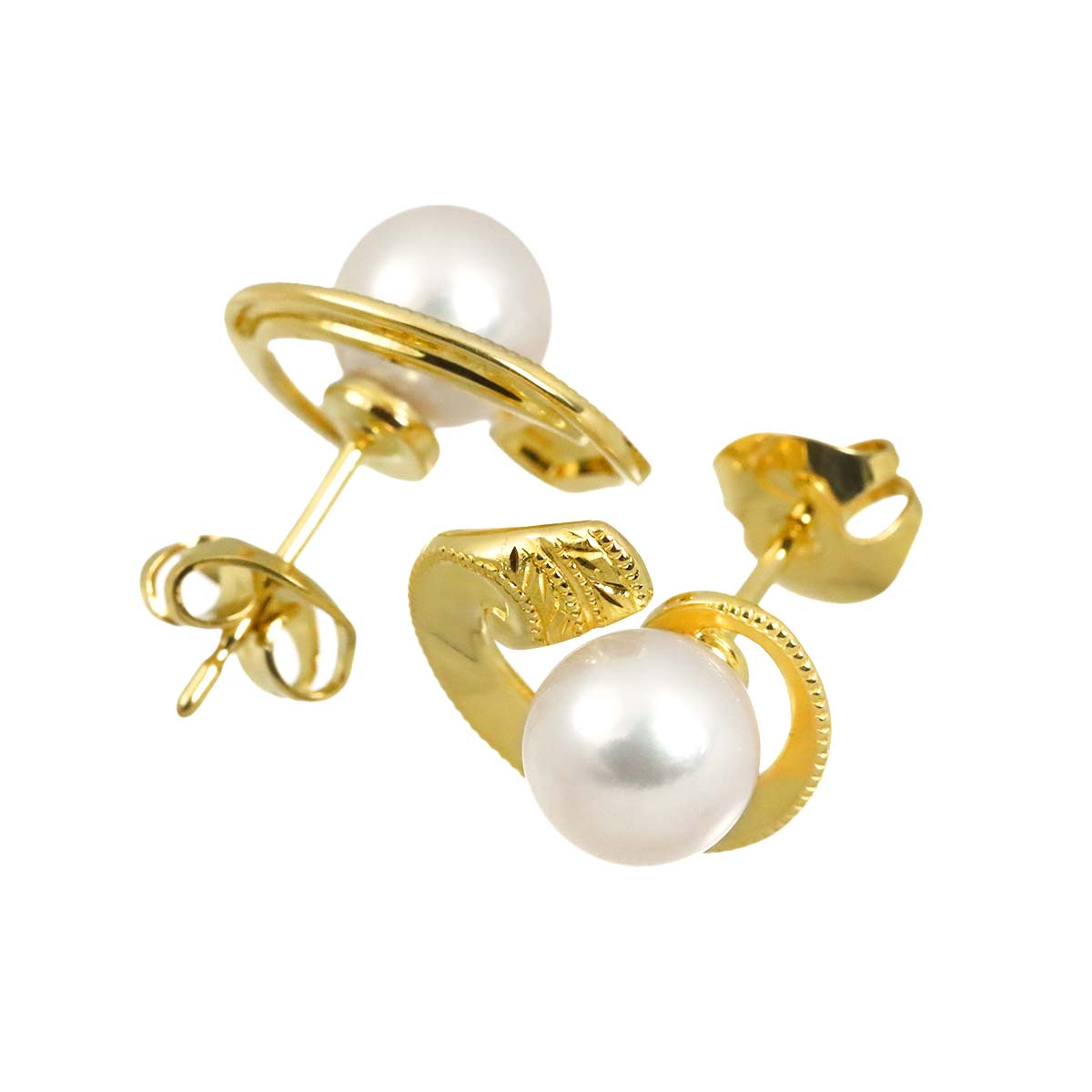 Akoya Pearl 6.8-6.7mm Earrings Pierced 18K YG 750