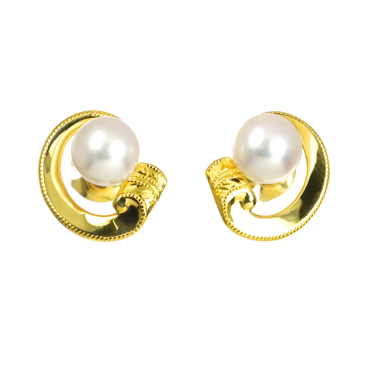 Akoya Pearl 6.8-6.7mm Earrings Pierced 18K YG 750
