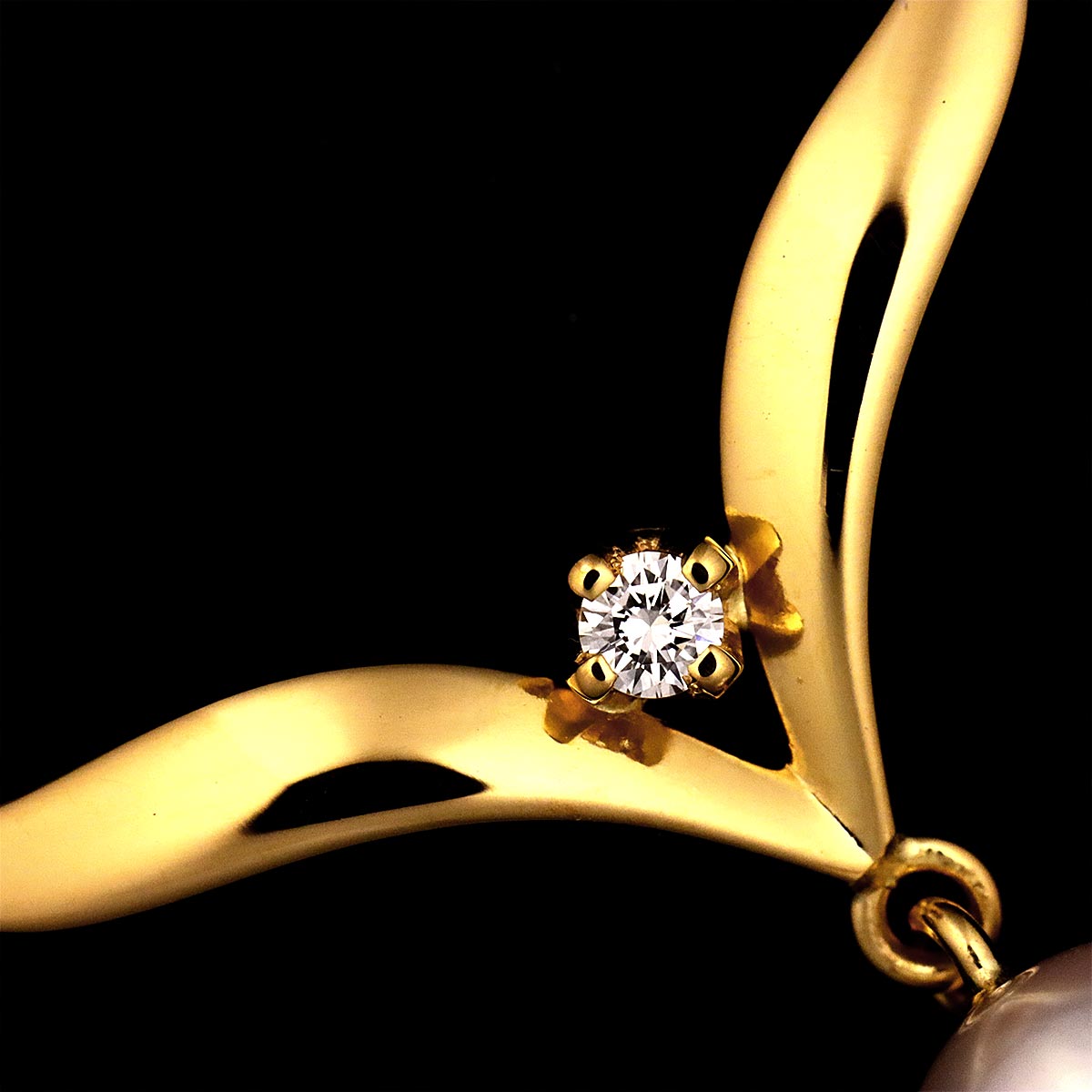 Akoya Pearl 7.1mm Diamond Necklace 18K Yellow Gold 750