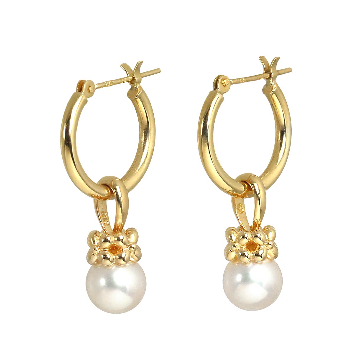 Akoya Pearl 6.9mm Earrings Pierced 18K YG 750