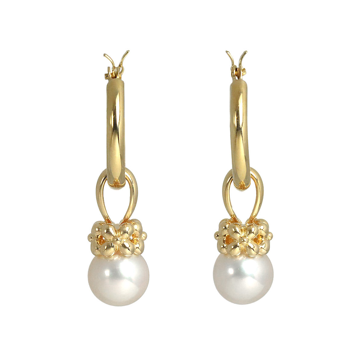 Akoya Pearl 6.9mm Earrings Pierced 18K YG 750