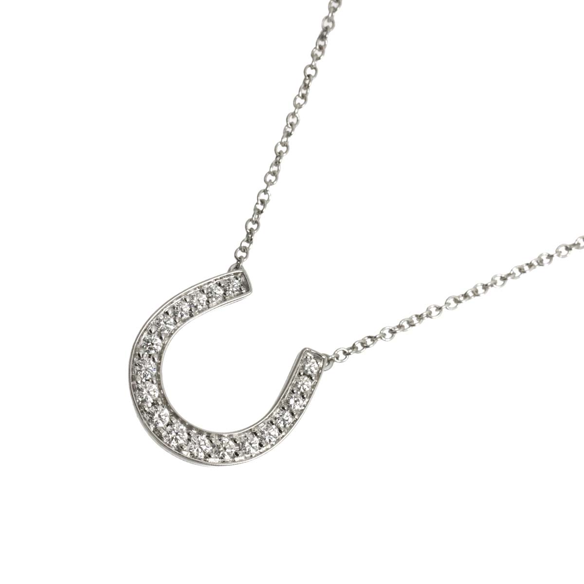 Horseshoe Diamond Necklace Platinum