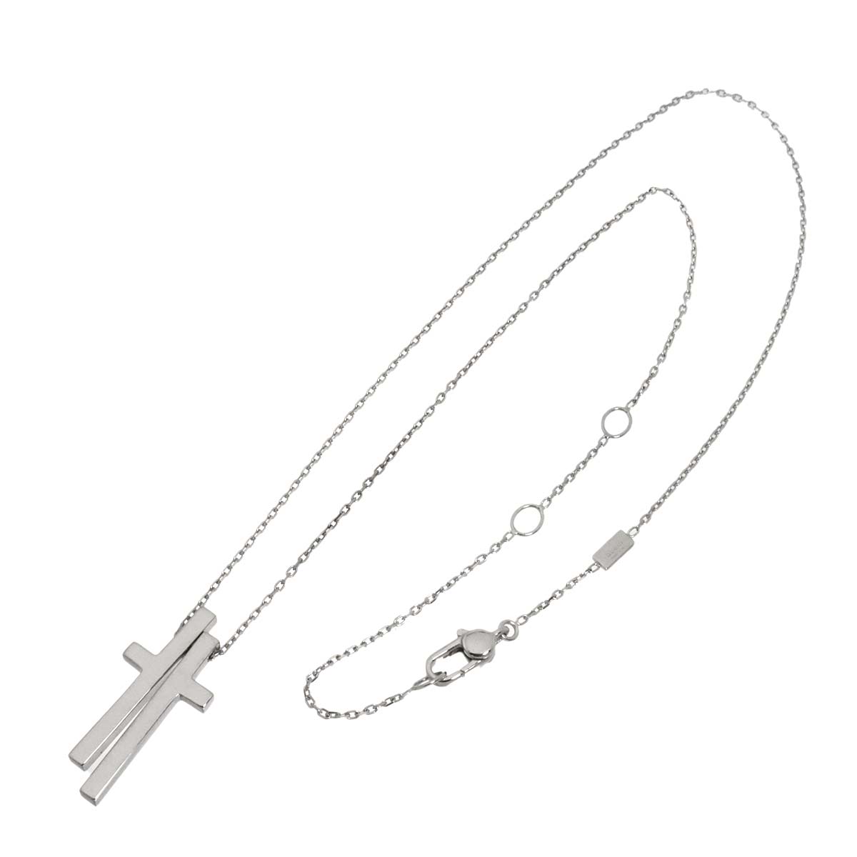 Separate Cross Necklace 18K White Gold 750