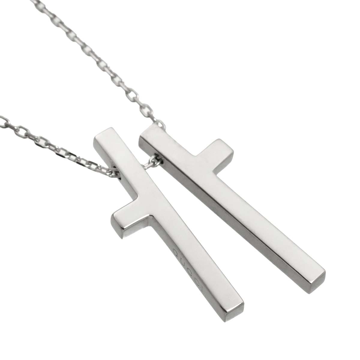 Separate Cross Necklace 18K White Gold 750