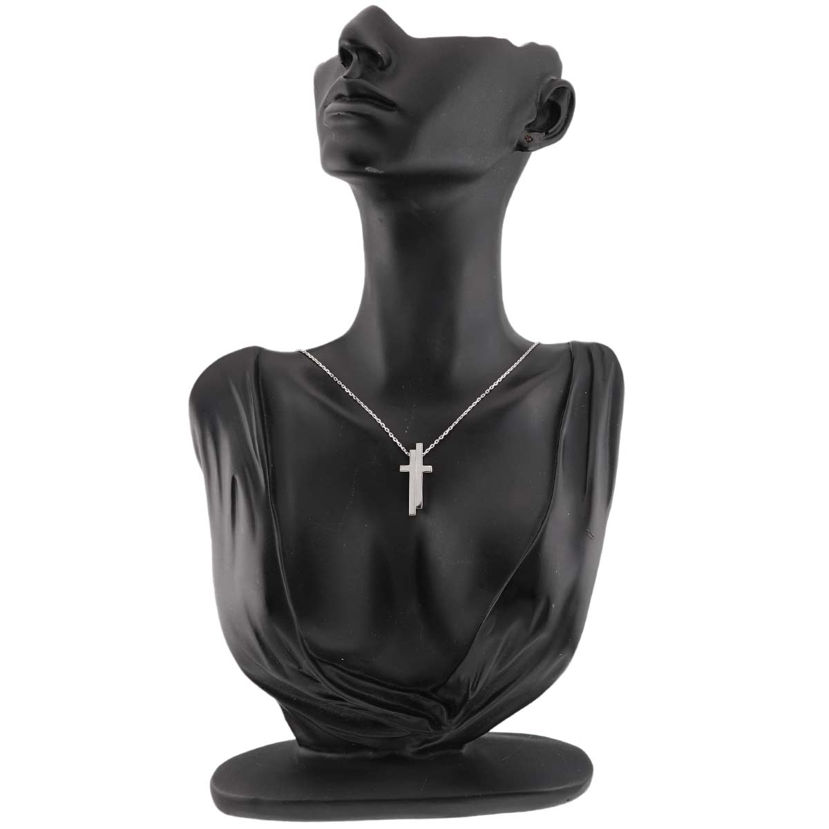 Separate Cross Necklace 18K White Gold 750