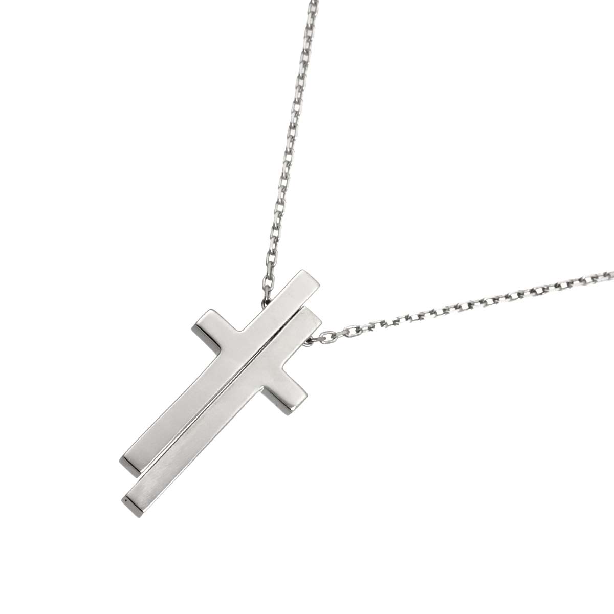 Separate Cross Necklace 18K White Gold 750