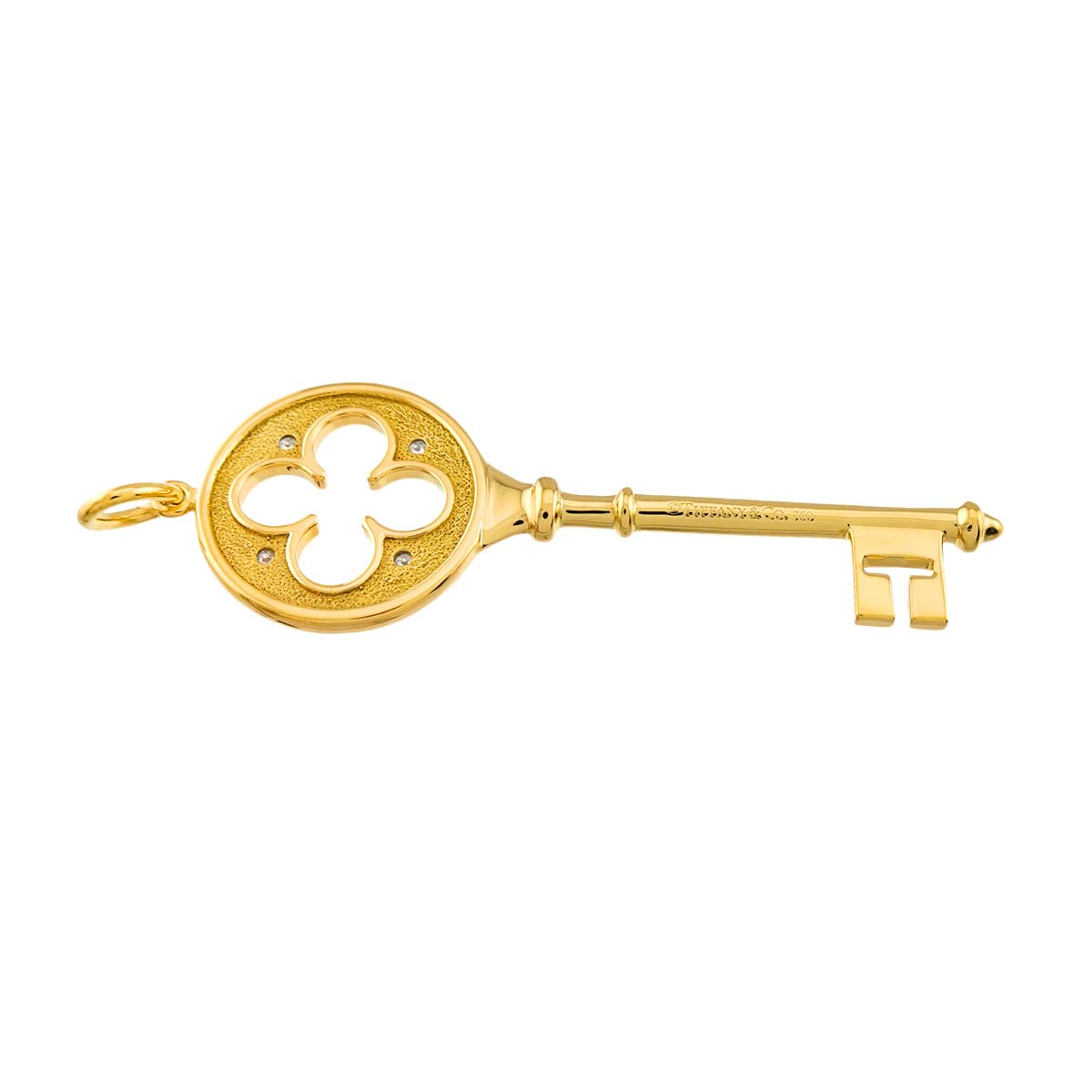 Clover Key Diamond Pendant Top 18K Yellow Gold 750