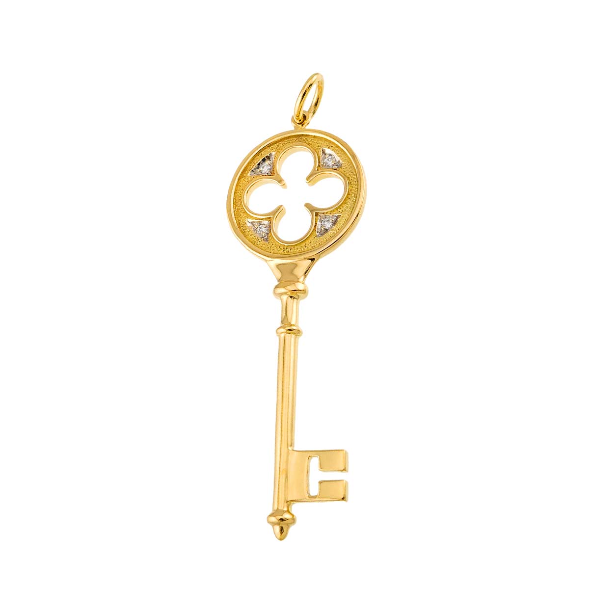 Clover Key Diamond Pendant Top 18K Yellow Gold 750