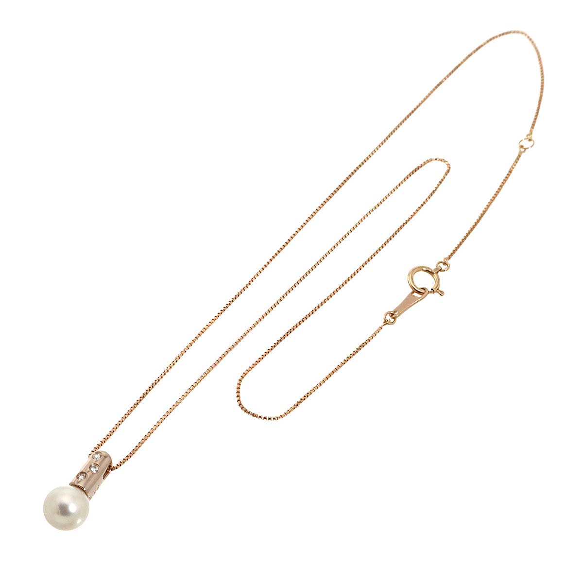 Akoya Pearl 6.4mm Diamond 0.02ct Necklace 18K PG 750