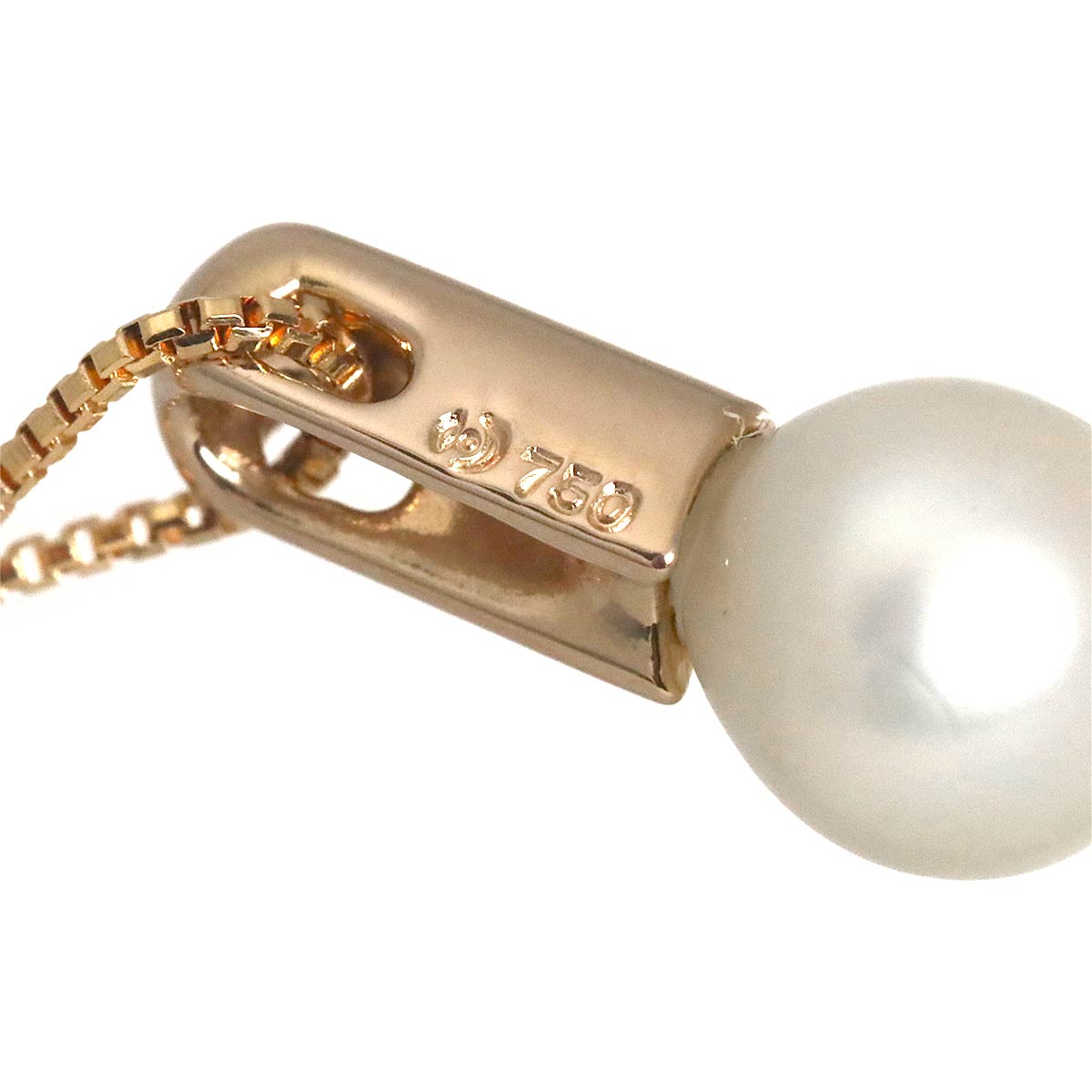 Akoya Pearl 6.4mm Diamond 0.02ct Necklace 18K PG 750