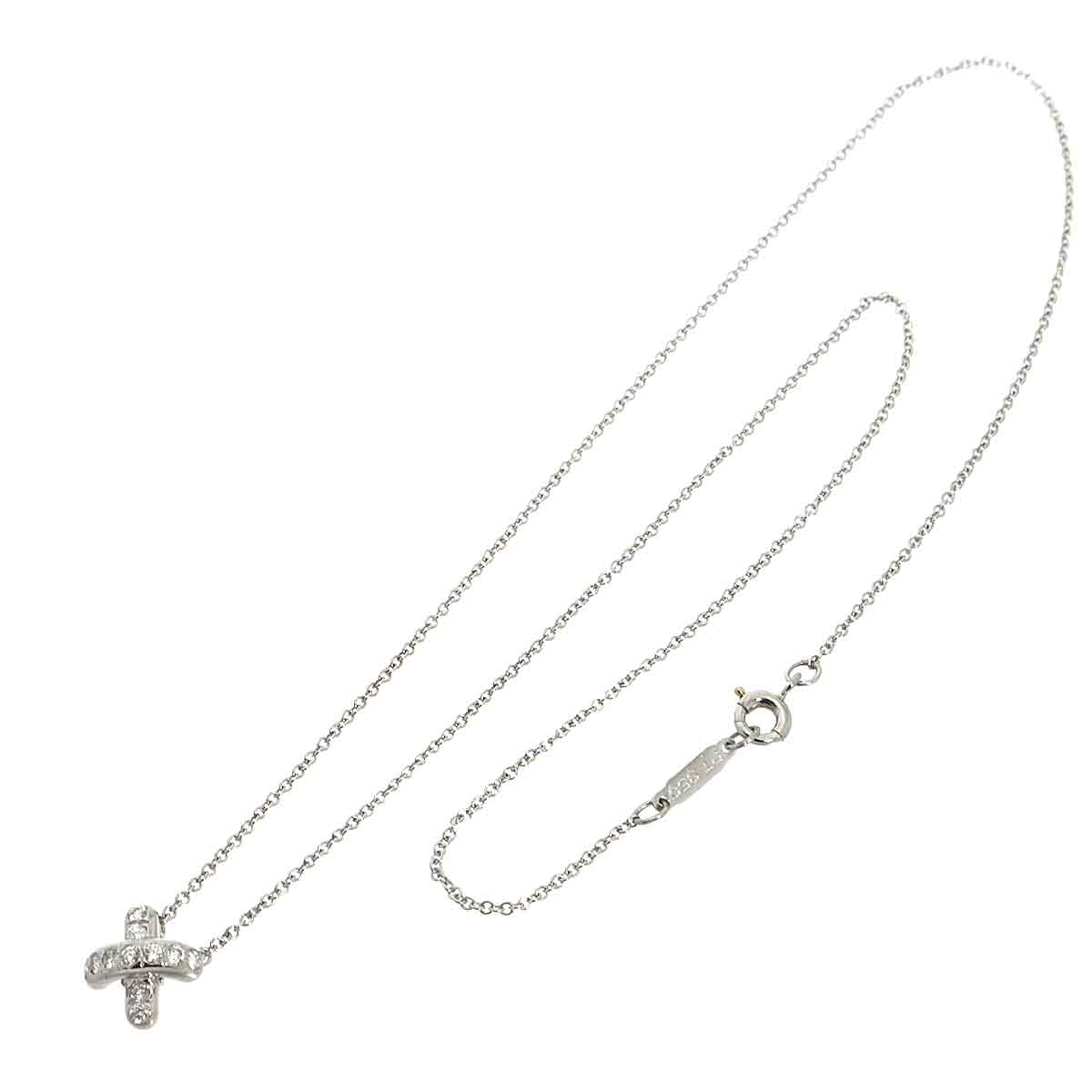 Cross stitch Diamond Necklace Platinum