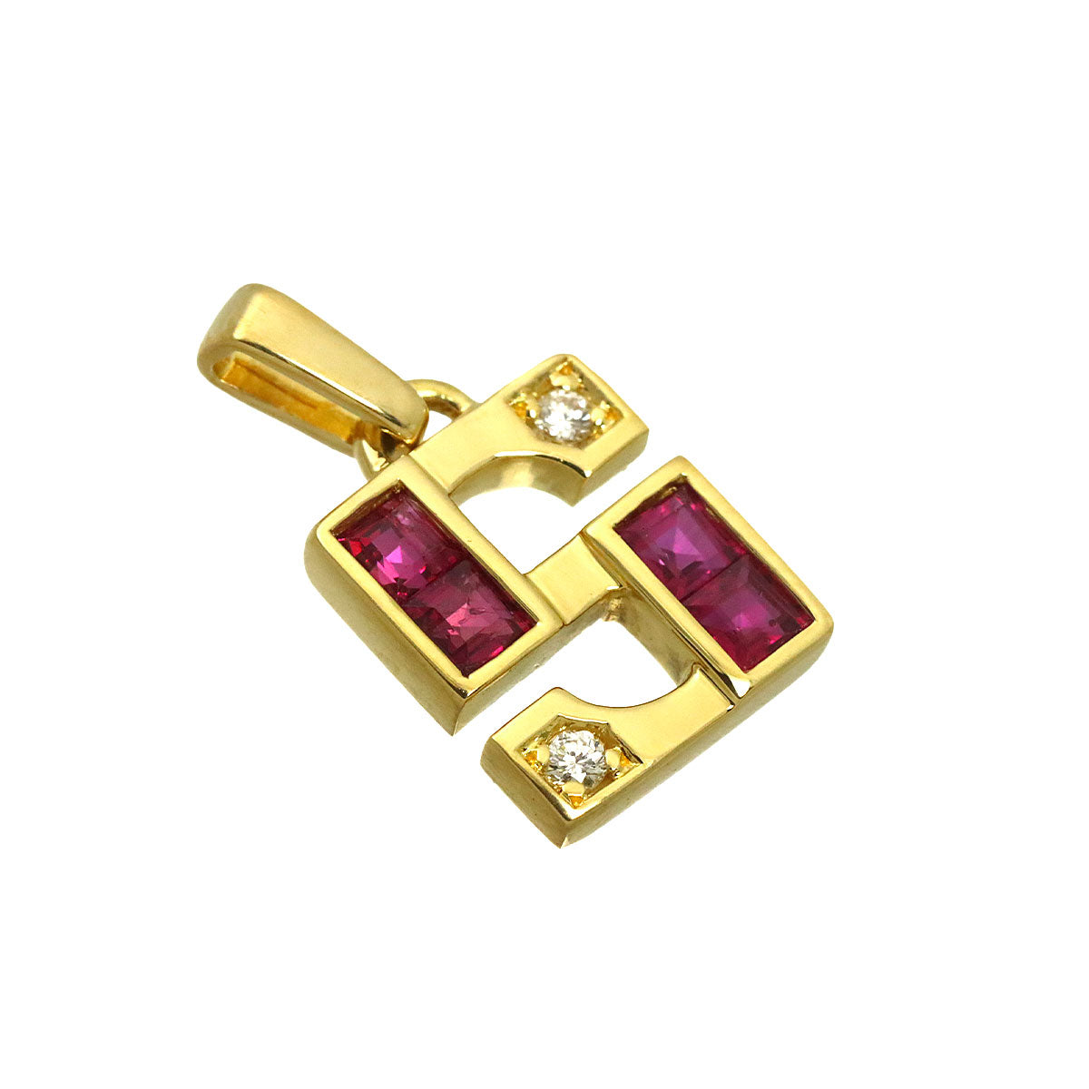 Ruby Diamond Pendant Top 18K Yellow Gold 750