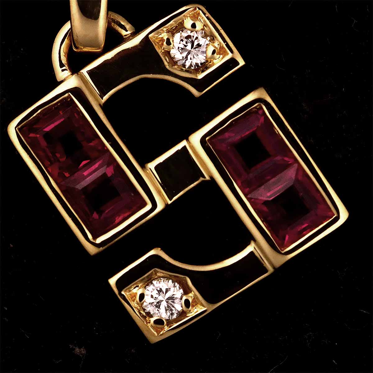 Ruby Diamond Pendant Top 18K Yellow Gold 750