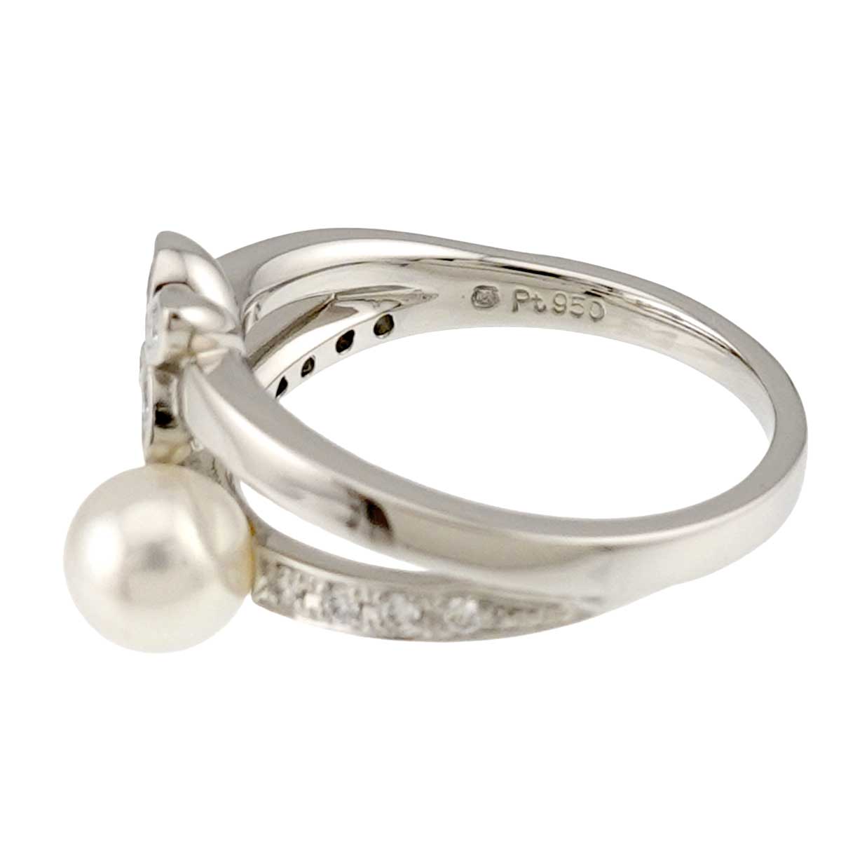 Akoya Pearl 5.5mm Diamond Ring Platinum size4.75-5(US)