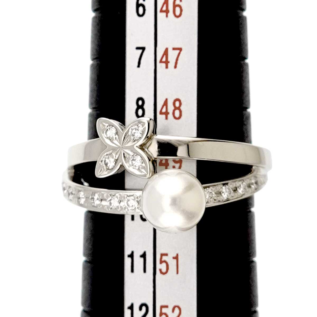 Akoya Pearl 5.5mm Diamond Ring Platinum size4.75-5(US)