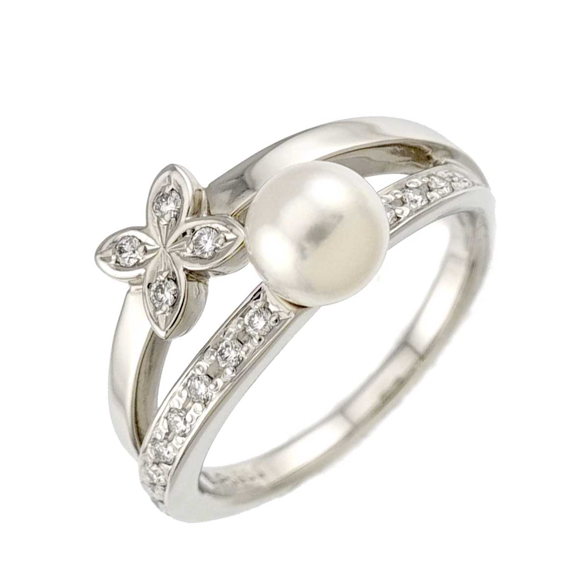 Akoya Pearl 5.5mm Diamond Ring Platinum size4.75-5(US)