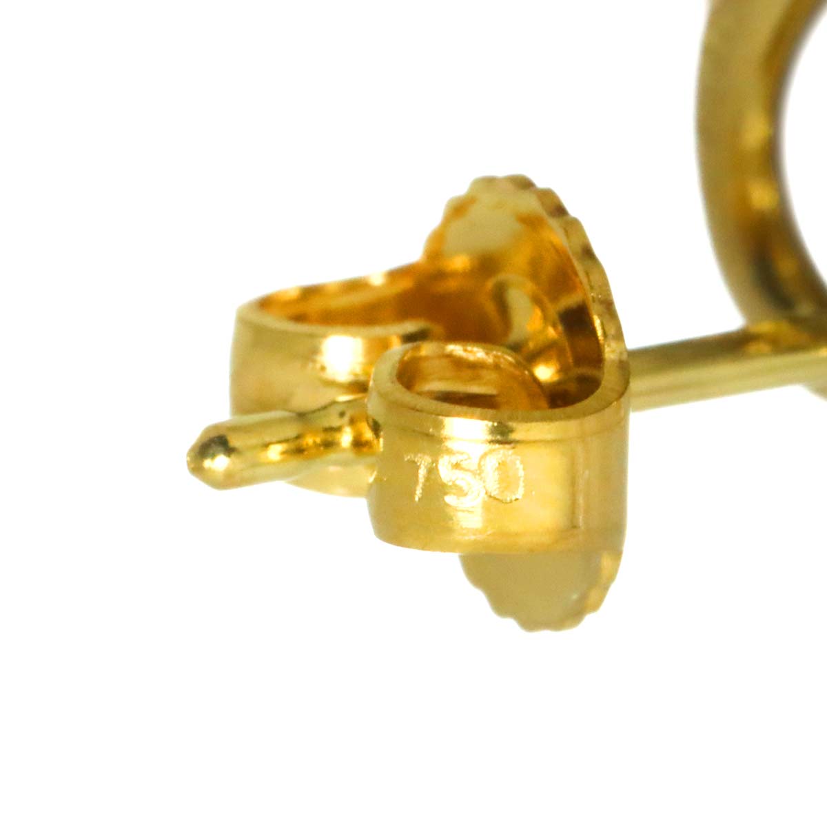 Open Heart Earrings Pierced 18K Yellow Gold 750