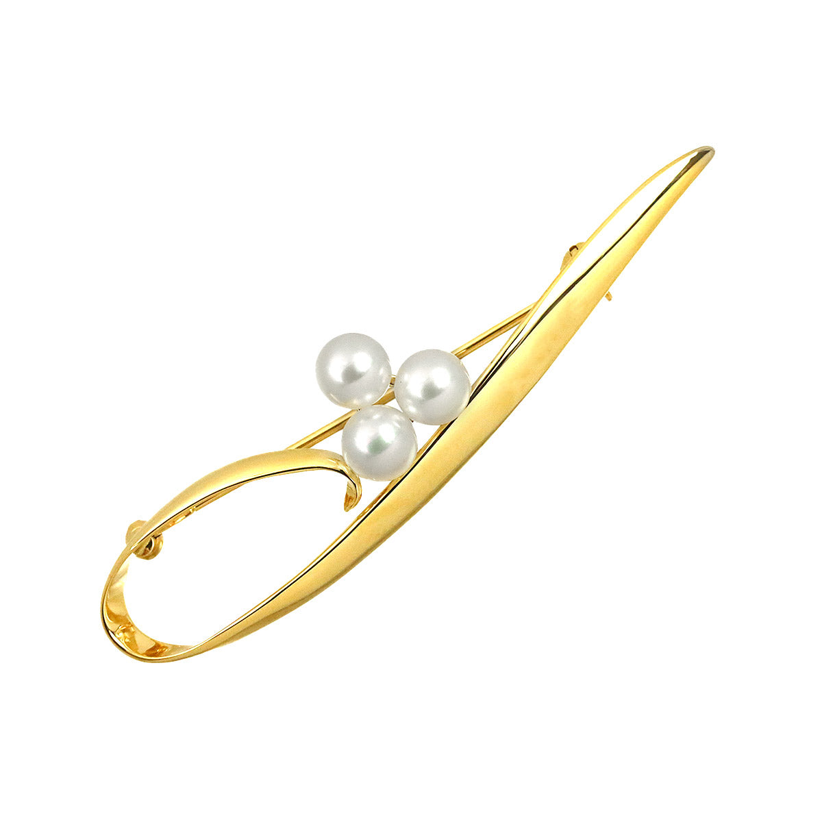 Akoya Pearl 5.5mm Brooch 18K Yellow Gold 750