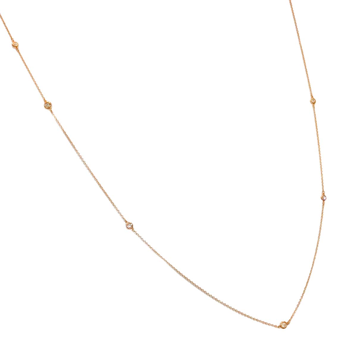 By The Yard Sprinkle Diamond 9P Long Necklace 18K PG 750