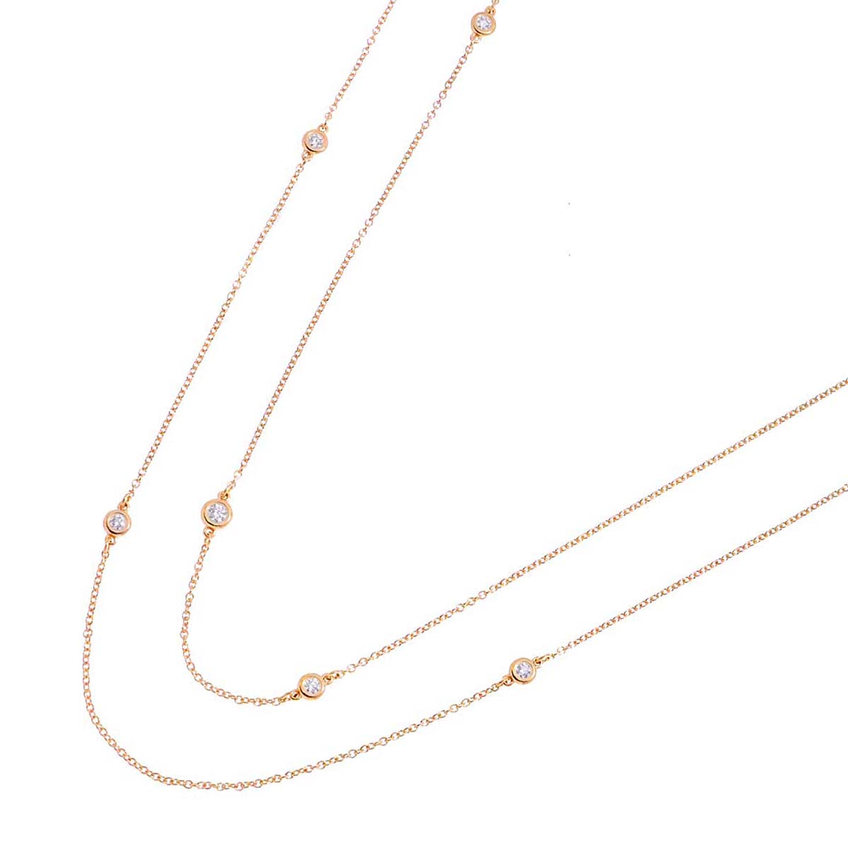 By The Yard Sprinkle Diamond 9P Long Necklace 18K PG 750