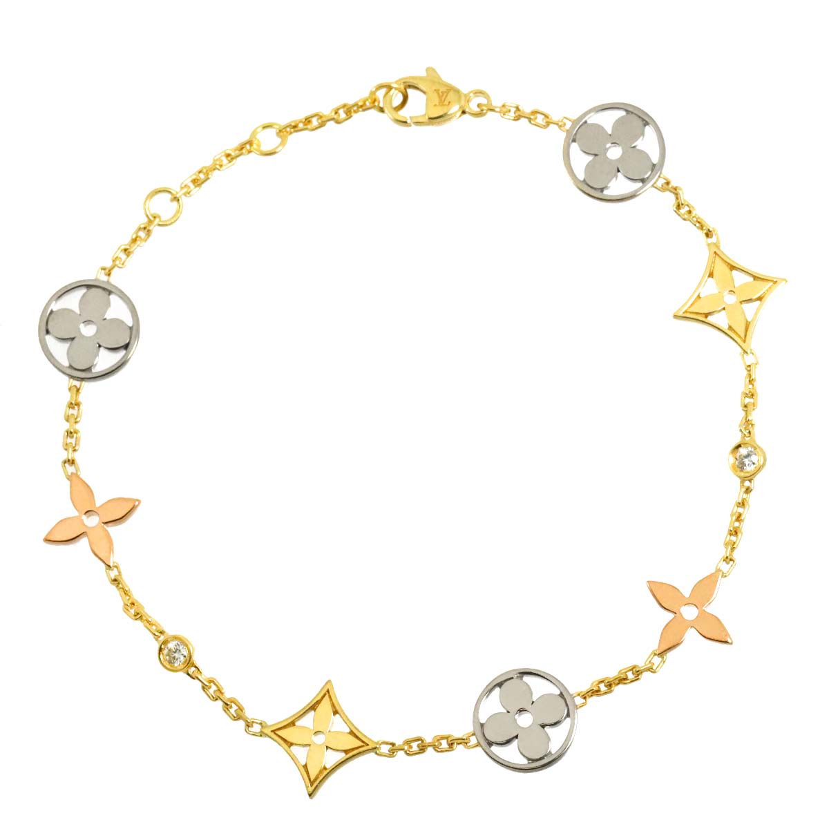 Monogram Diamond Bracelet 18K YG WG PG 750