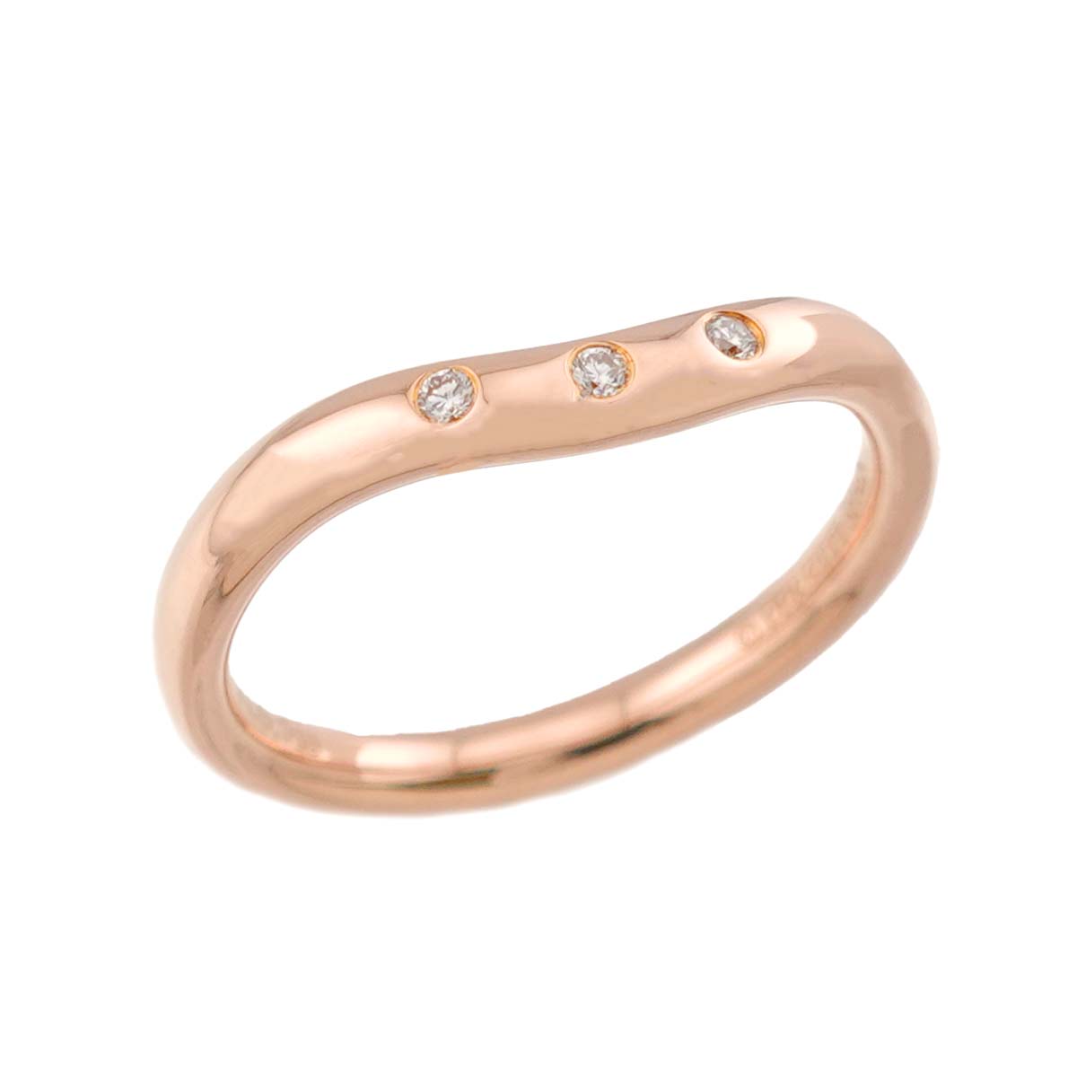 Curved Band Diamond Ring 18K PG 750 Size3.25(US)