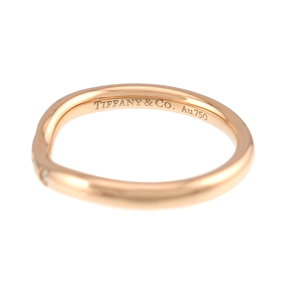 Curved Band Diamond Ring 18K PG 750 Size2.75-3(US)