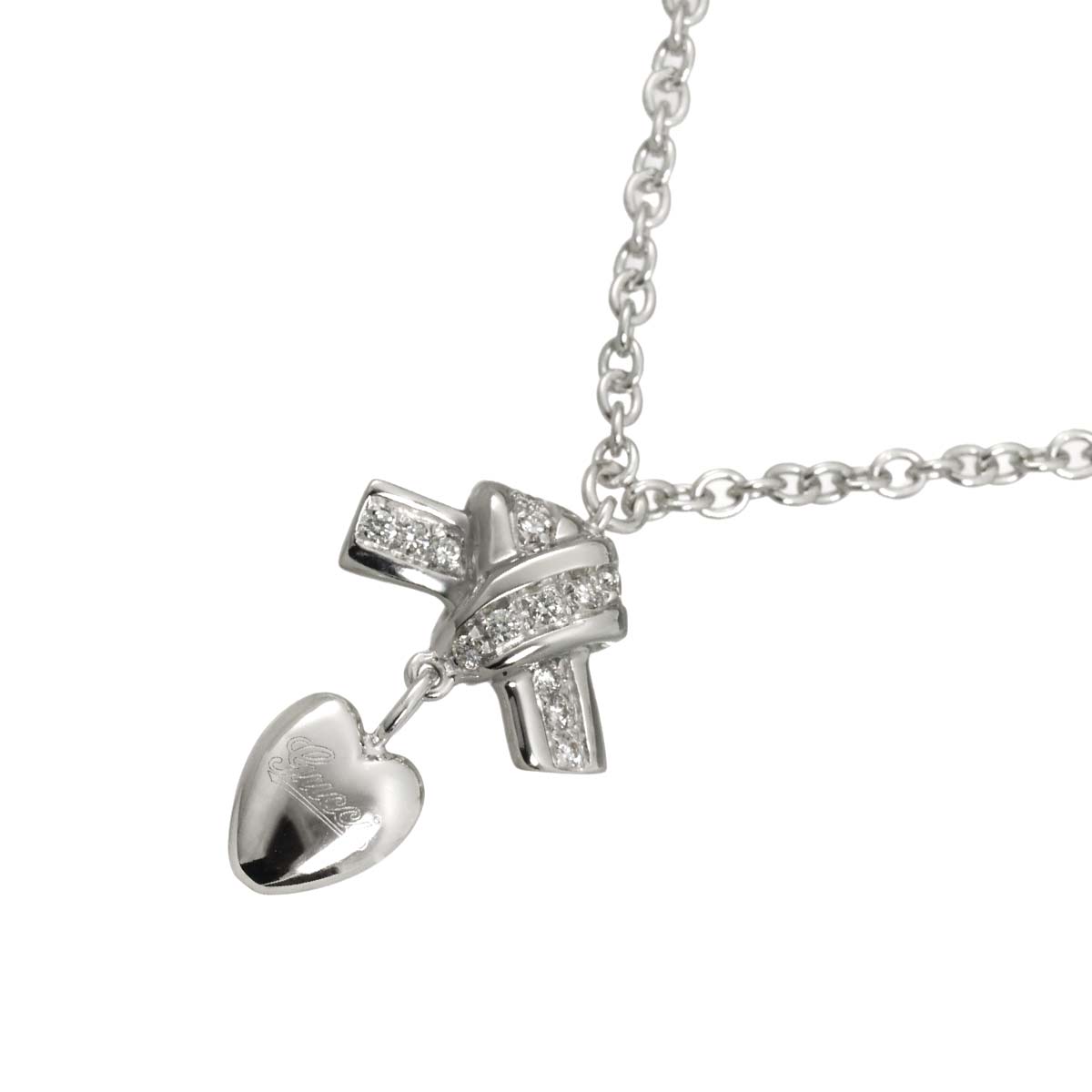 Heart Diamond Necklace 18K White Gold 750