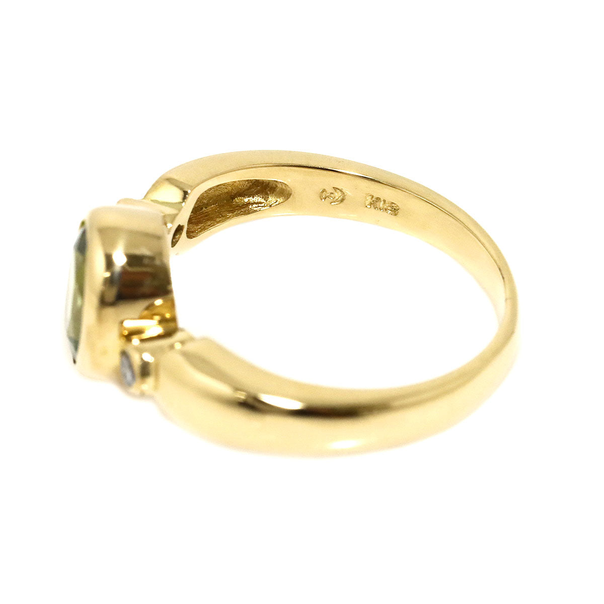 Peridot Diamond 0.07ct Ring 18K YG 750 Size6(US)