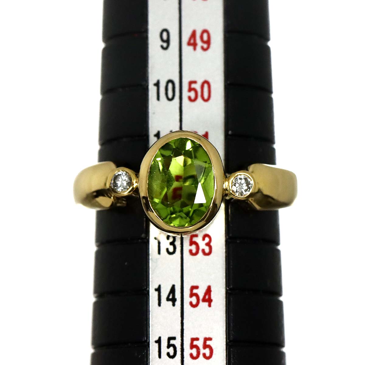 Peridot Diamond 0.07ct Ring 18K YG 750 Size6(US)