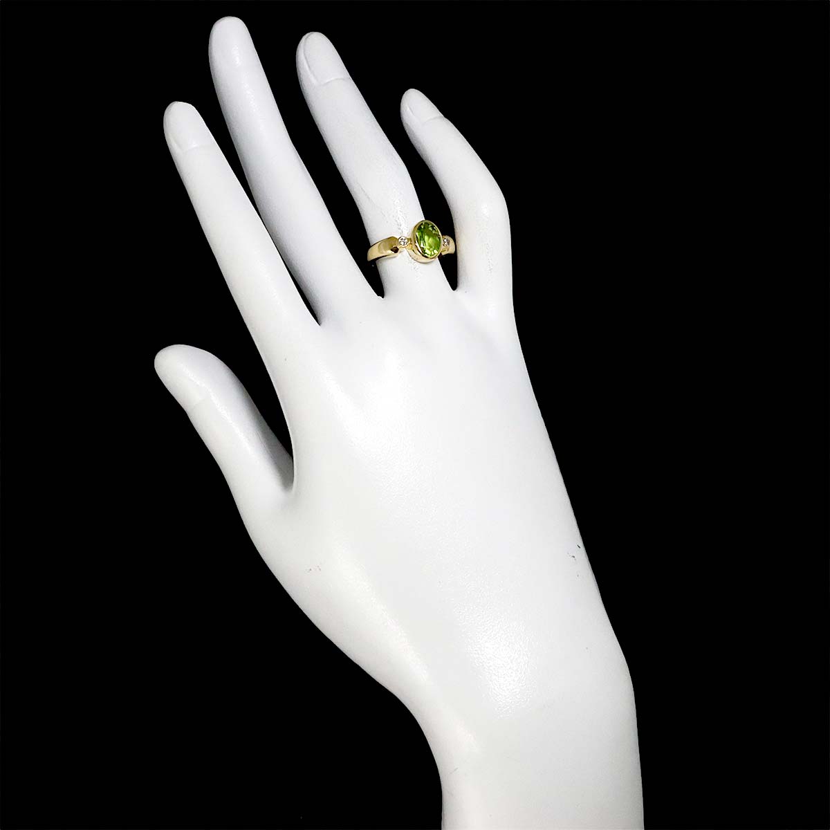 Peridot Diamond 0.07ct Ring 18K YG 750 Size6(US)