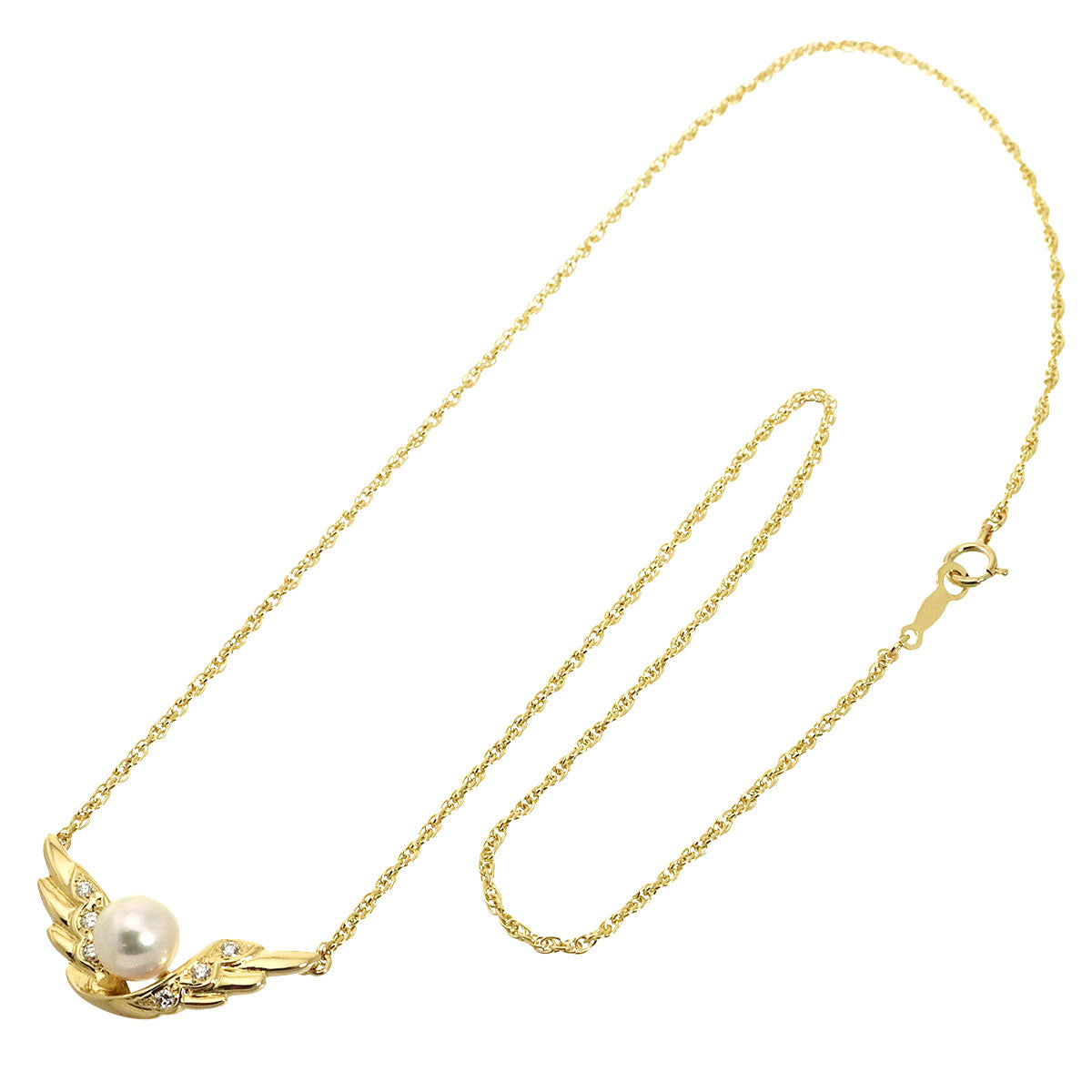 Akoya Pearl 7.0mm Diamond Necklace 18K Yellow Gold 750