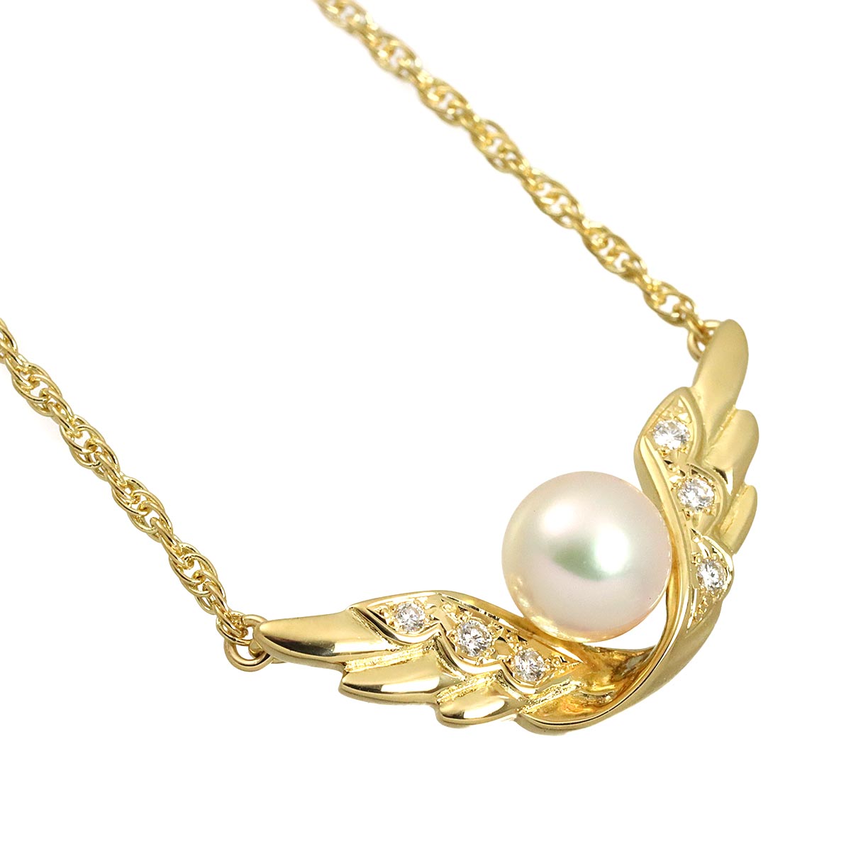Akoya Pearl 7.0mm Diamond Necklace 18K Yellow Gold 750