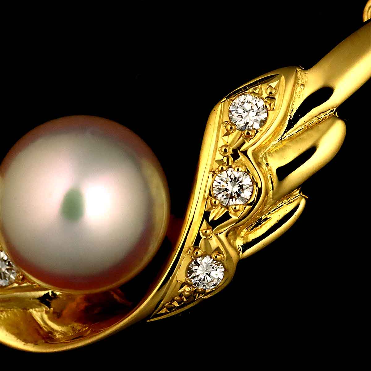 Akoya Pearl 7.0mm Diamond Necklace 18K Yellow Gold 750