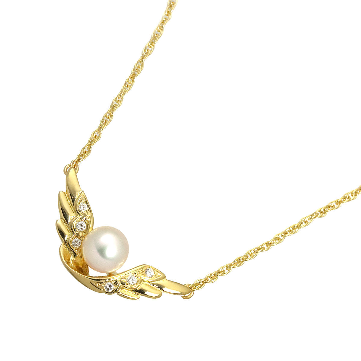 Akoya Pearl 7.0mm Diamond Necklace 18K Yellow Gold 750
