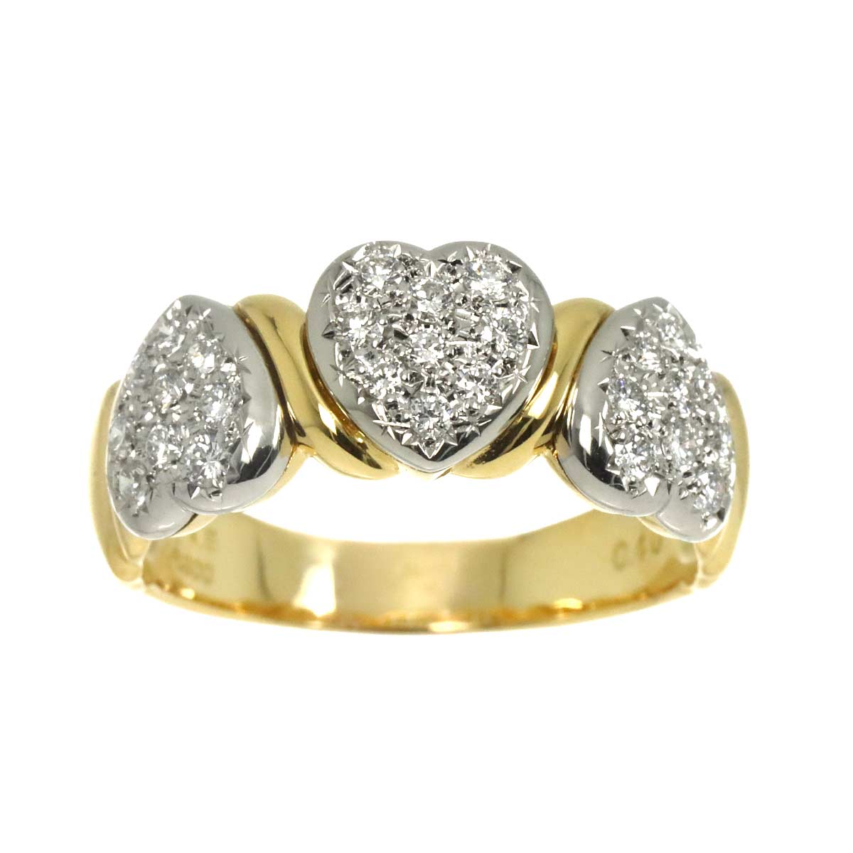 Diamond 0.40ct Ring 18K YG 750 PT Size7.5-7.75(US)