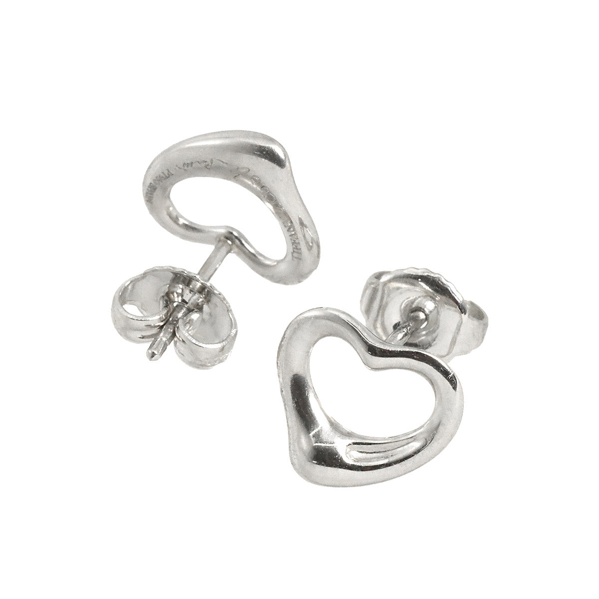 Open Heart Earrings Pierced Pt