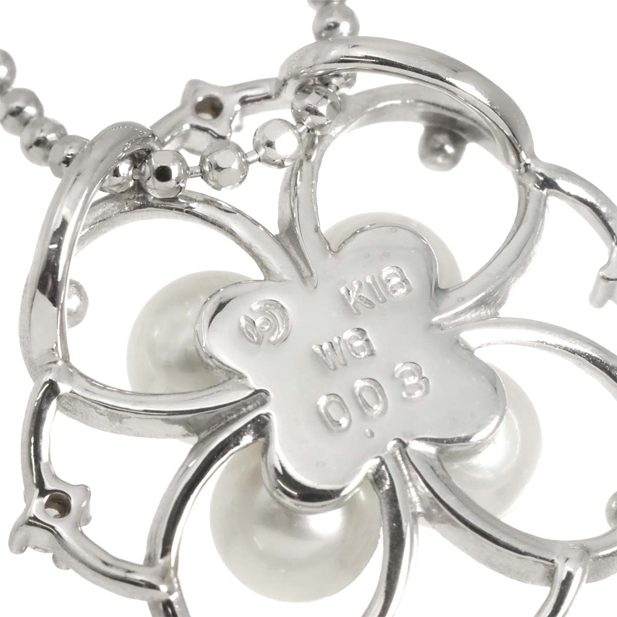 Baby Pearl 4.2-4.0mm Diamond 0.03ct Necklace 18K WG 750