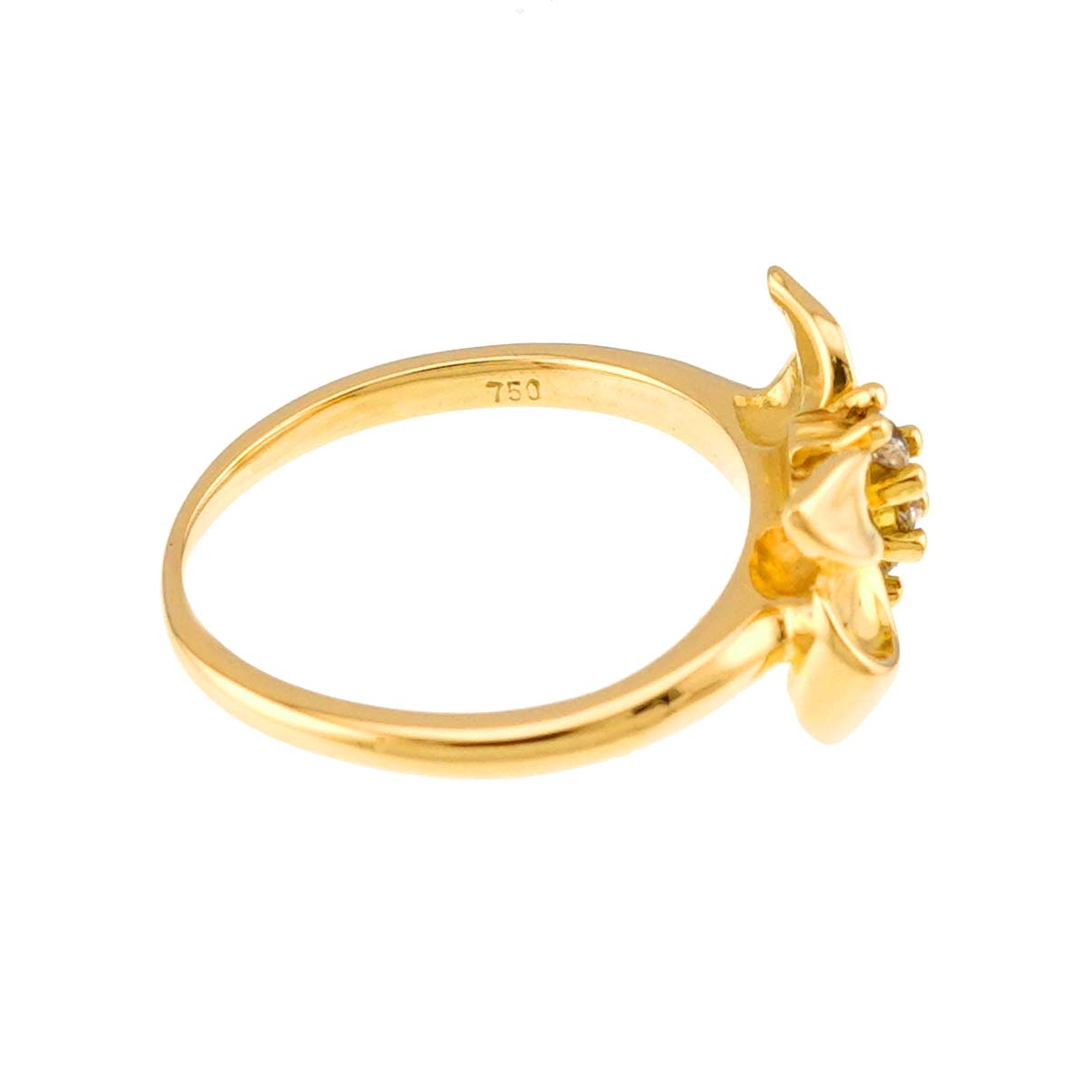 Diamond Ring 18K YG 750 Size4.5(US)