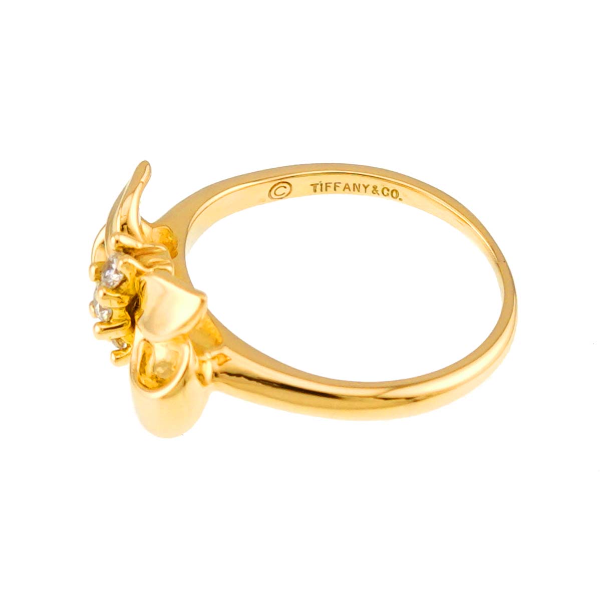 Diamond Ring 18K YG 750 Size4.5(US)