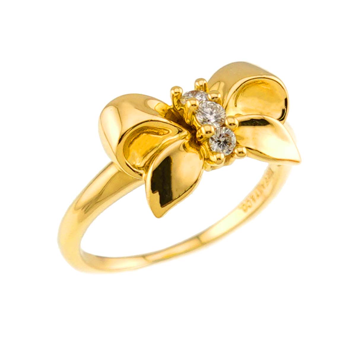 Diamond Ring 18K YG 750 Size4.5(US)