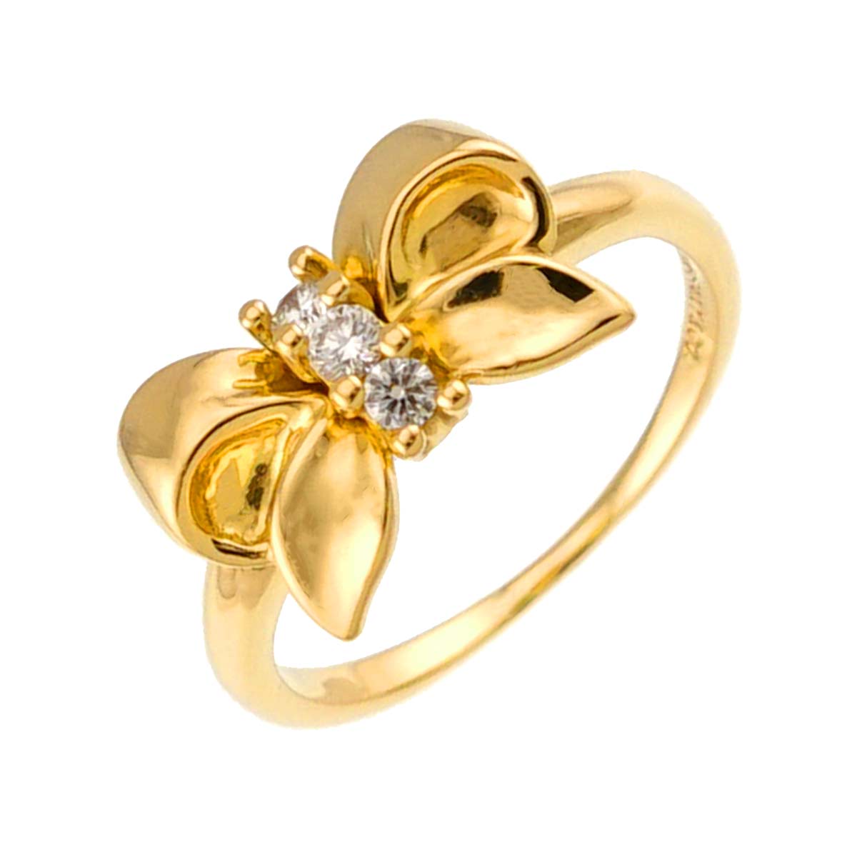 Diamond Ring 18K YG 750 Size4.5(US)