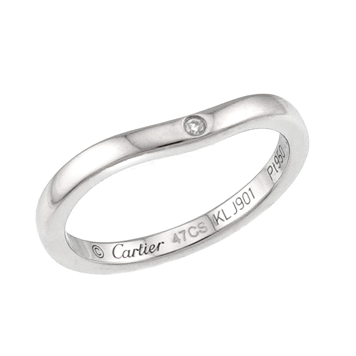 Ballerine curve Diamond 3P Ring Pt Pt size47 4(US)