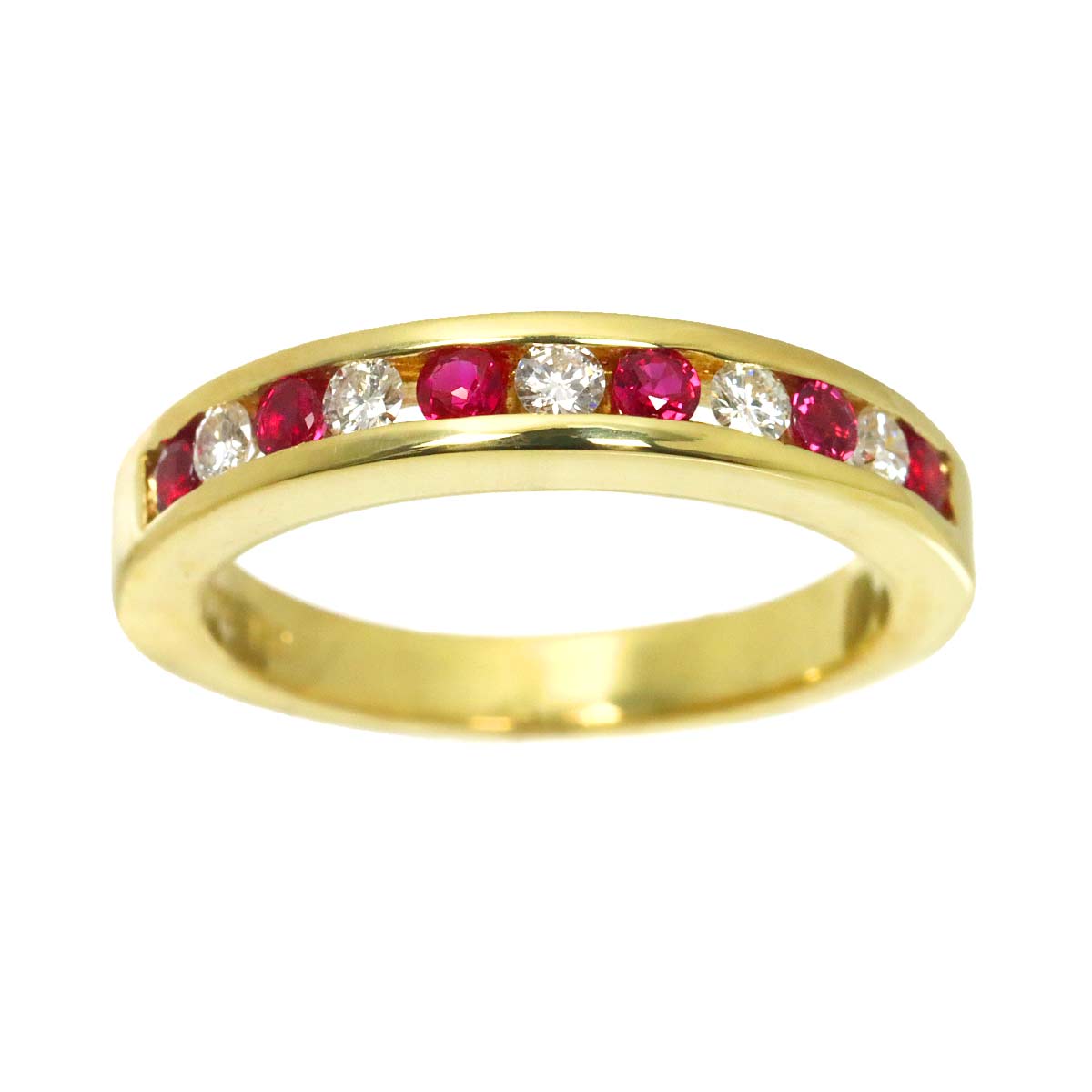 Half Ruby Ring 18K YG 750 size4.5(US)