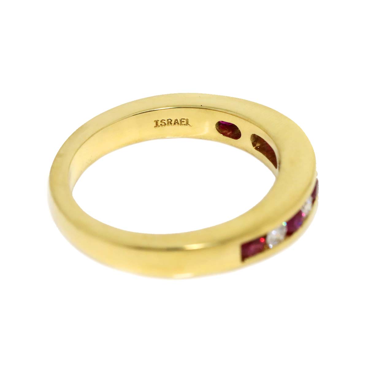 Half Ruby Ring 18K YG 750 size4.5(US)