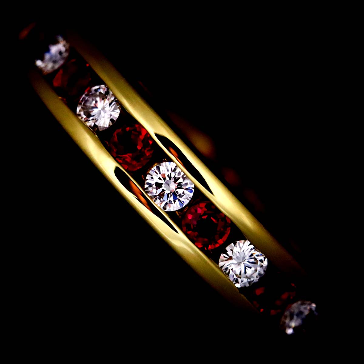 Half Ruby Ring 18K YG 750 size4.5(US)