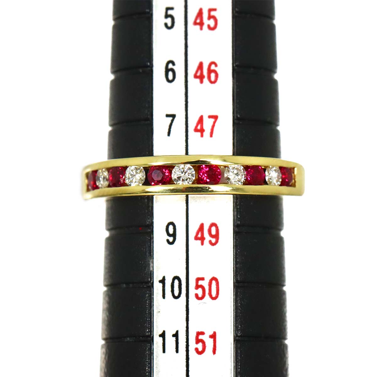 Half Ruby Ring 18K YG 750 size4.5(US)