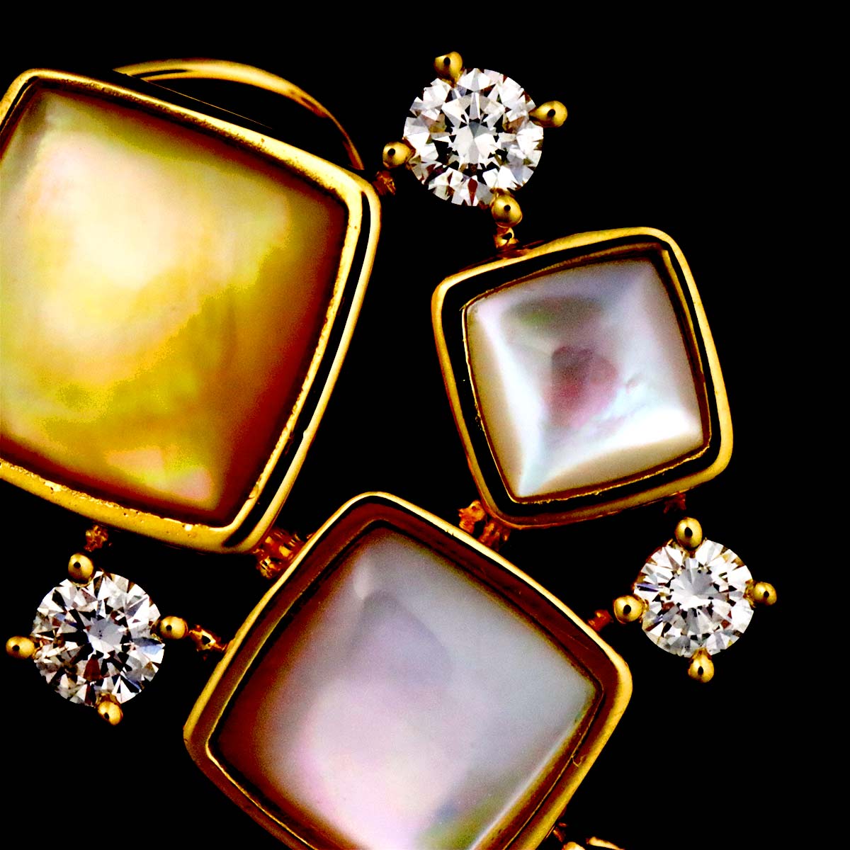 MOP Diamond 0.14ctx2  Earrings Pierced clip on 18K YG