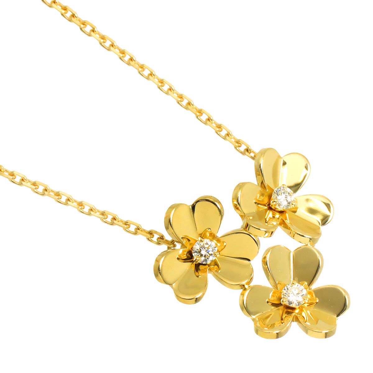 Frivole 3 Flower Diamond Mini Necklace 18K YG 750