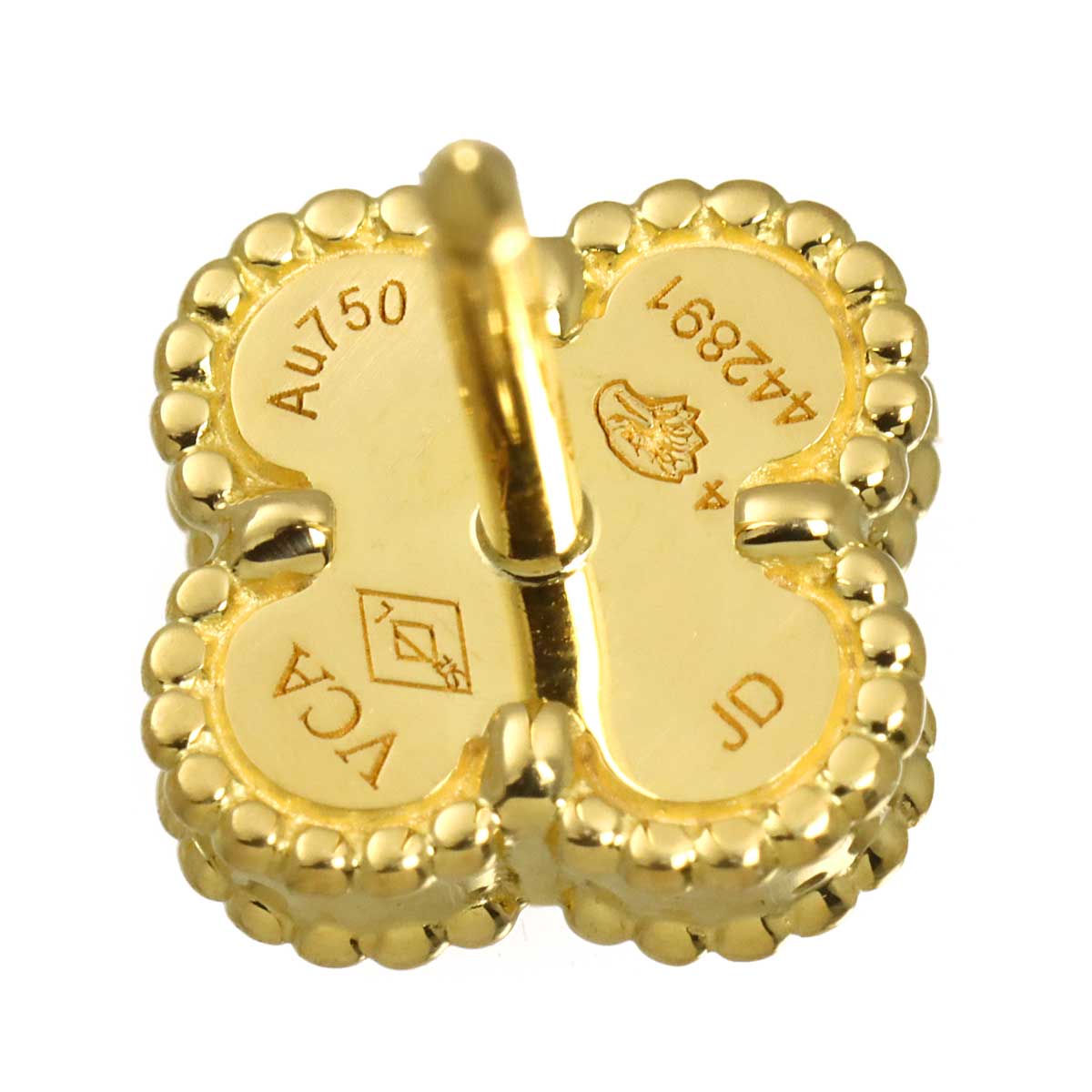 Sweet Alhambra Onyx Earrings Pierced 18K YG 750